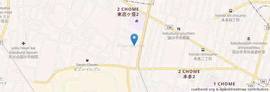 Mapa de ubicacion de 恋ヶ窪保育園 en Япония, Токио, Кокубундзи.