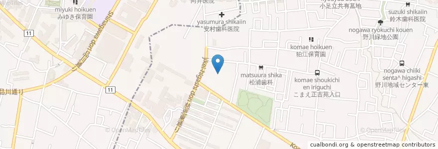 Mapa de ubicacion de 愛光女子学園 en Japan, 東京都, 狛江市.