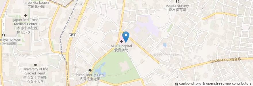 Mapa de ubicacion de Aiiku Kindergarten en Japan, Tokyo, Minato.