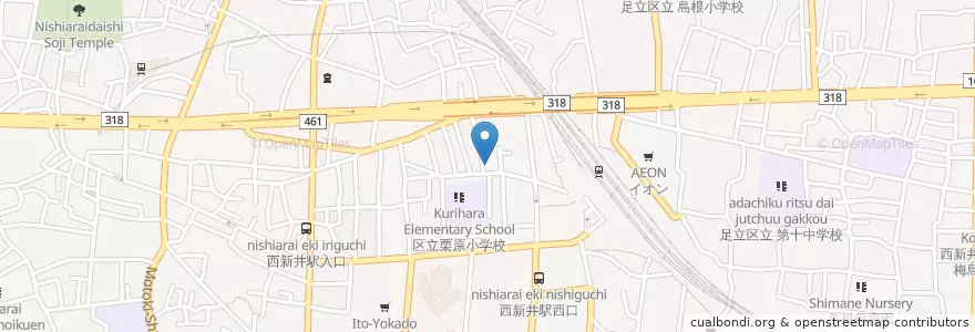 Mapa de ubicacion de 慈英会病院 en Japan, Tokio, 足立区.