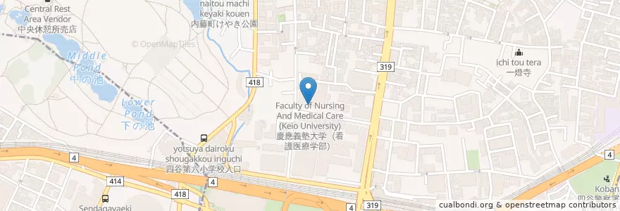 Mapa de ubicacion de Escuela de Medicina (Universidad de Keio) en Japón, Tokio.