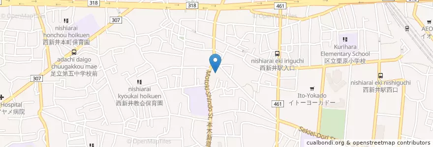 Mapa de ubicacion de 成和会西新井病院 en Япония, Токио, Адати.