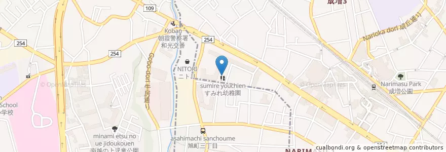 Mapa de ubicacion de 成増すみれ幼稚園 en Japón, Prefectura De Saitama, 和光市, Nerima.