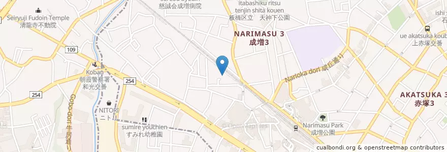 Mapa de ubicacion de 成増保育園 en Japonya, 埼玉県, 和光市, 板橋区.