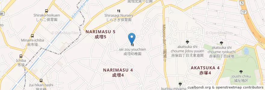 Mapa de ubicacion de 成増幼稚園 en Japan, Saitama Prefecture, Itabashi.
