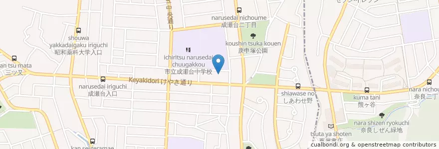 Mapa de ubicacion de 成瀬台幼稚園 en ژاپن, 東京都.