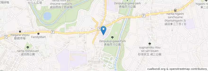 Mapa de ubicacion de 成田西子供園 en Japan, Tokyo, Suginami.