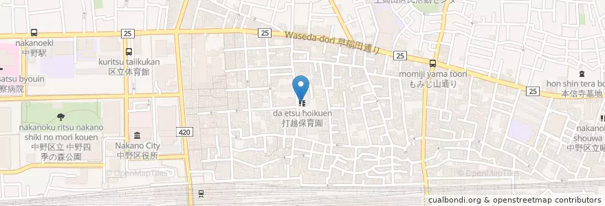 Mapa de ubicacion de 打越保育園 en Jepun, 東京都, 中野区.