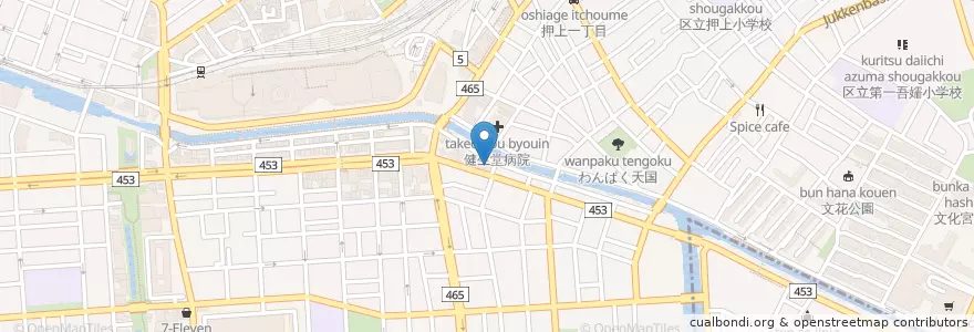 Mapa de ubicacion de 押上駅前郵便局 en Japão, Tóquio, 墨田区.