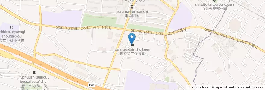 Mapa de ubicacion de 押立第二保育園 en 일본, 도쿄도, 府中市.