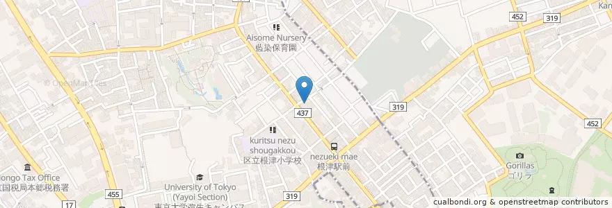 Mapa de ubicacion de 文京区立根津図書室 en اليابان, 東京都, 文京区.