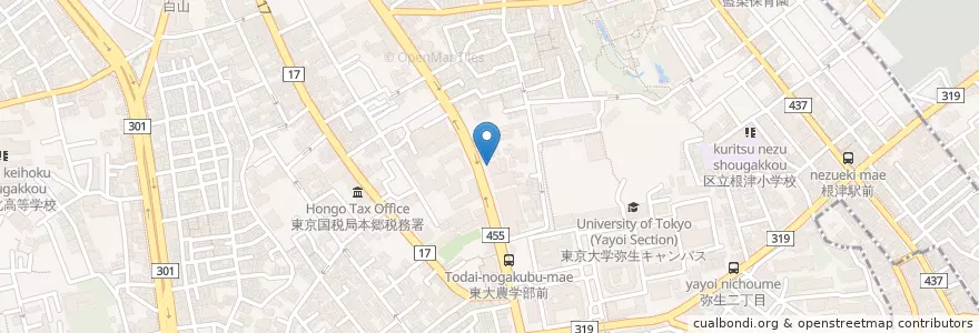 Mapa de ubicacion de 文京向丘郵便局 en Japon, Tokyo, 文京区.
