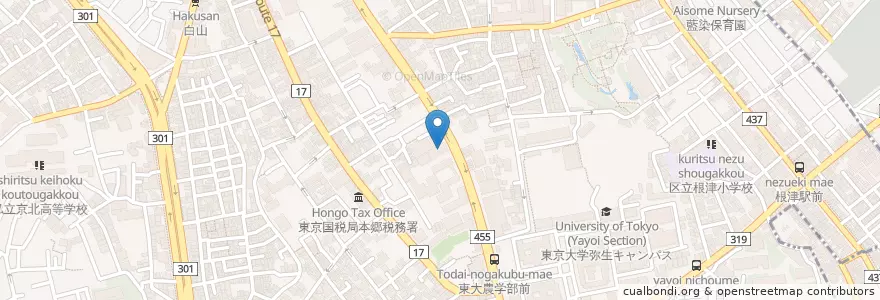 Mapa de ubicacion de 文京学院大学（外国語学部） en 日本, 東京都, 文京区.
