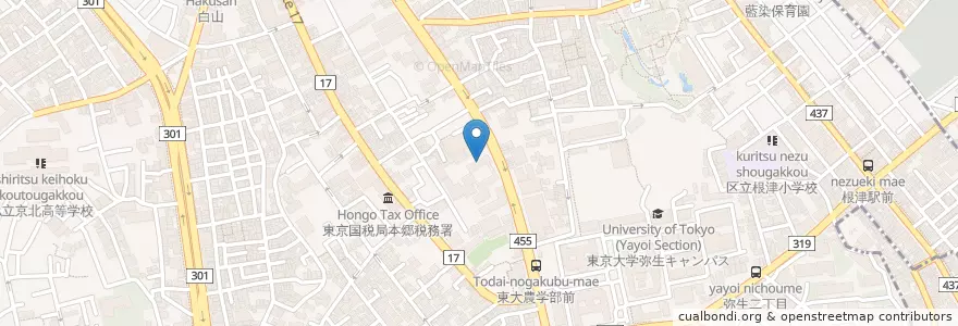 Mapa de ubicacion de 文京学院短期大学 en ژاپن, 東京都, 文京区.