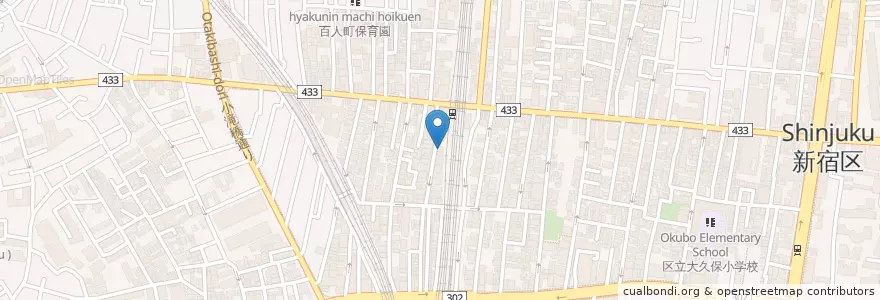 Mapa de ubicacion de 新大久保駅前郵便局 en 日本, 東京都, 新宿区.