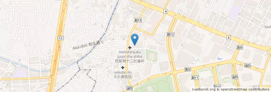 Mapa de ubicacion de 新宿アイタウン郵便局 en Jepun, 東京都.