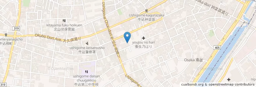 Mapa de ubicacion de 新宿区立中町図書館 en Japon, Tokyo, Shinjuku.
