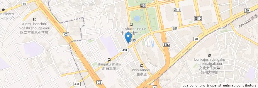 Mapa de ubicacion de 新宿区立角筈図書館 en Japan, 東京都, 新宿区, 渋谷区.
