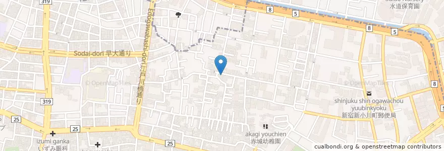 Mapa de ubicacion de 新宿改代町郵便局 en Japão, Tóquio, 新宿区.