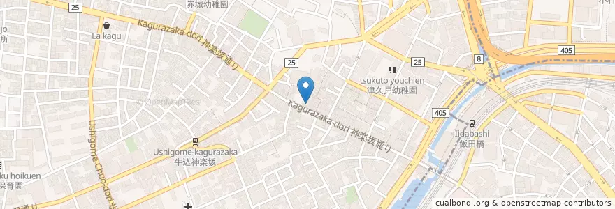 Mapa de ubicacion de 新宿神楽坂郵便局 en Japonya, 東京都, 新宿区.