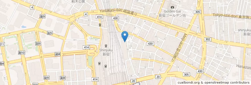 Mapa de ubicacion de 新宿警察署新宿駅東口交番 en Japon, Tokyo, Shinjuku.