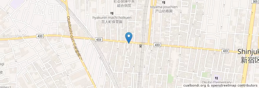 Mapa de ubicacion de 新宿警察署百人町交番 en 日本, 東京都, 新宿区.