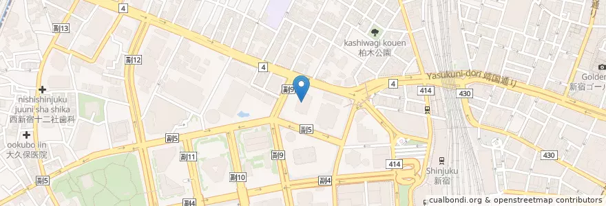 Mapa de ubicacion de 新宿野村ビル内郵便局 en Japan, 東京都, 新宿区.