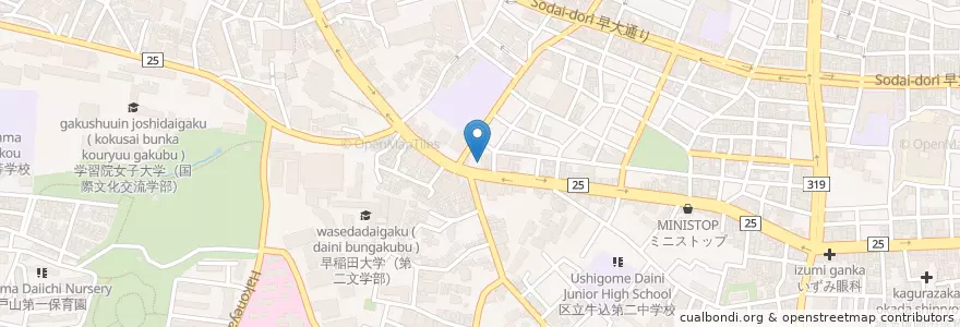 Mapa de ubicacion de 新宿馬場下郵便局 en ژاپن, 東京都, 新宿区.