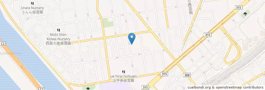 Mapa de ubicacion de 新小岩ちぐさ幼稚園 en Jepun, 東京都, 葛飾区.