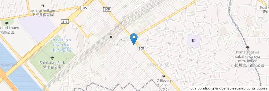 Mapa de ubicacion de 新小岩駅前郵便局 en 日本, 东京都/東京都, 葛飾区.