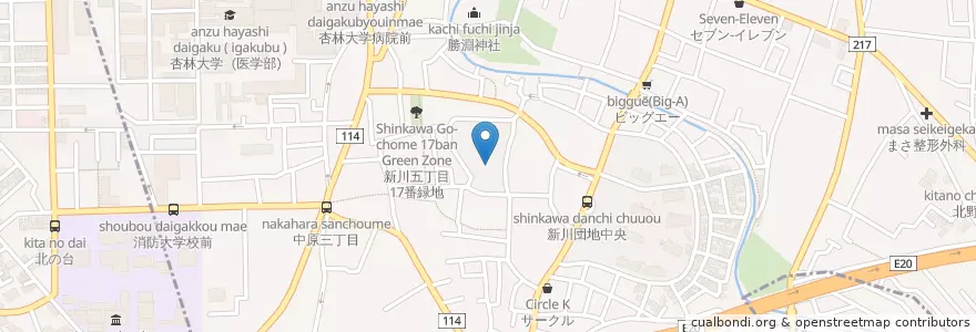 Mapa de ubicacion de 新川保育園 en Japon, Tokyo, 三鷹市.