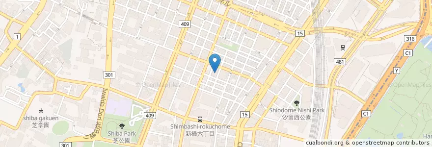 Mapa de ubicacion de 新橋児童館 en Japan, 東京都, 港区.
