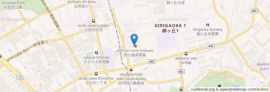 Mapa de ubicacion de 日の基保育園 en 日本, 東京都, 北区.