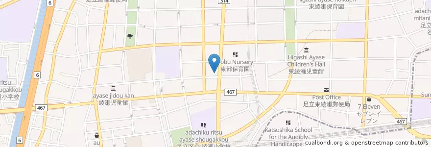Mapa de ubicacion de 下井病院 en ژاپن, 東京都, 足立区.