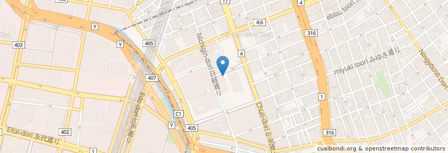 Mapa de ubicacion de 日本橋三井ビル内郵便局 en Japon, Tokyo, 千代田区, 中央区.