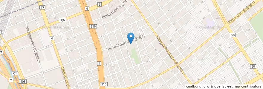 Mapa de ubicacion de 日本橋保健センター en Japon, Tokyo, 中央区.