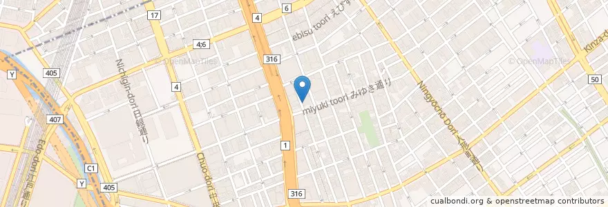 Mapa de ubicacion de 日本橋小舟町郵便局 en Giappone, Tokyo, 中央区.