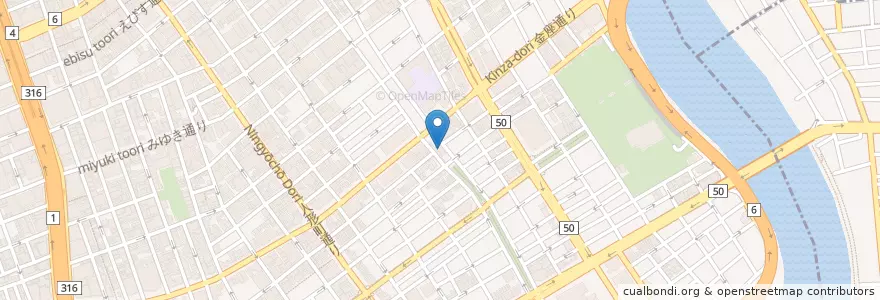 Mapa de ubicacion de 日本橋消防署人形町出張所 en Jepun, 東京都, 中央区.