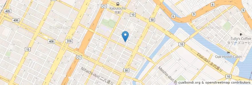 Mapa de ubicacion de 日本橋茅場町郵便局 en Japan, Tokyo, Chuo.