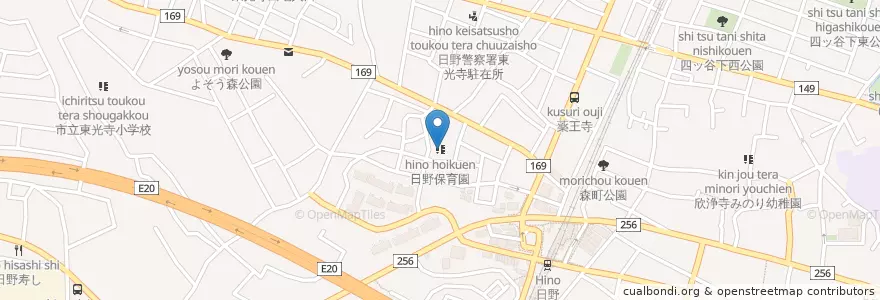 Mapa de ubicacion de 日野保育園 en Japon, Tokyo, 日野市.