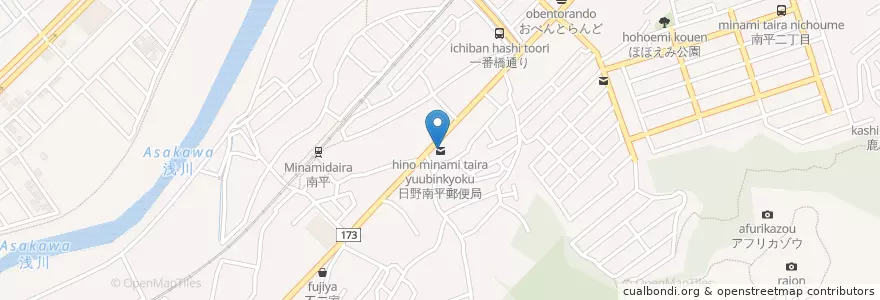 Mapa de ubicacion de 日野南平郵便局 en Japan, Tokio, 日野市.