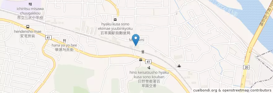Mapa de ubicacion de 日野市立百草図書館 en Japan, Tokio, 日野市.