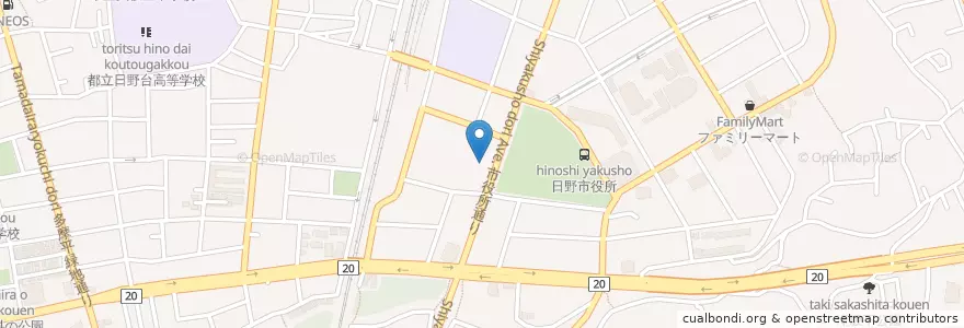 Mapa de ubicacion de 日野消防署 en Japão, Tóquio, 日野市.