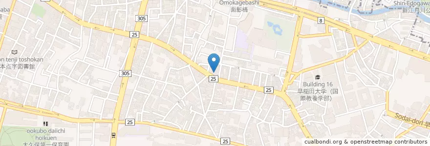 Mapa de ubicacion de 早稲田通郵便局 en 日本, 東京都, 新宿区.