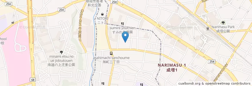 Mapa de ubicacion de 旭幼稚園 en ژاپن, 埼玉県, 和光市, 練馬区.