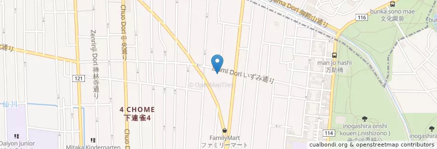 Mapa de ubicacion de 明泉幼稚園 en Japonya, 東京都, 三鷹市.