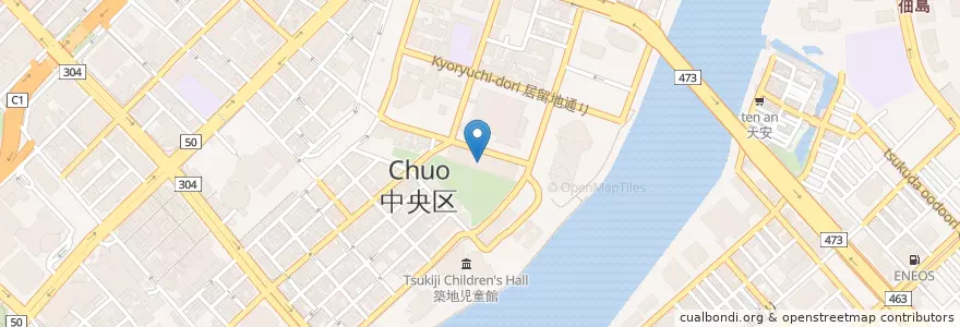 Mapa de ubicacion de 明石町保育園 en Japan, Tokyo, Chuo.