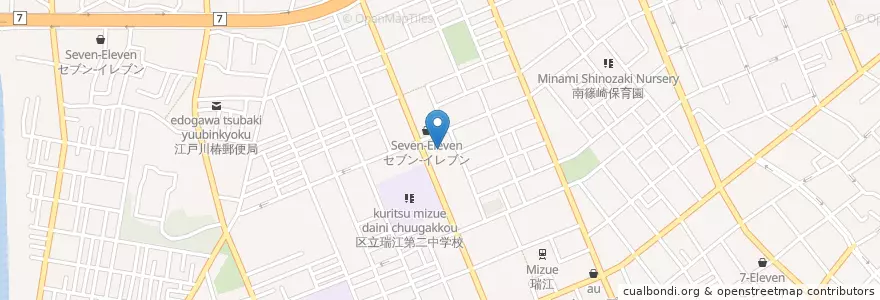 Mapa de ubicacion de 明聖第三幼稚園 en Japan, 東京都, 江戸川区.