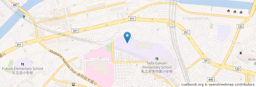 Mapa de ubicacion de 星美学園幼稚園 en 日本, 東京都, 北区.