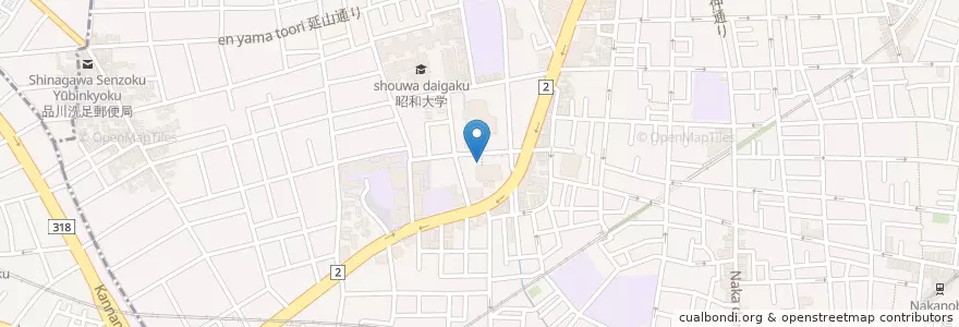 Mapa de ubicacion de 昭和大学（医学部） en Japonya, 東京都, 品川区.